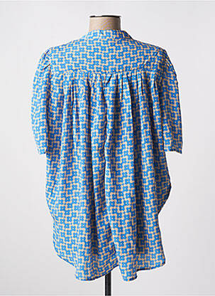 Blouse imprimé fantaisie manches courtes bleu ANGE femme