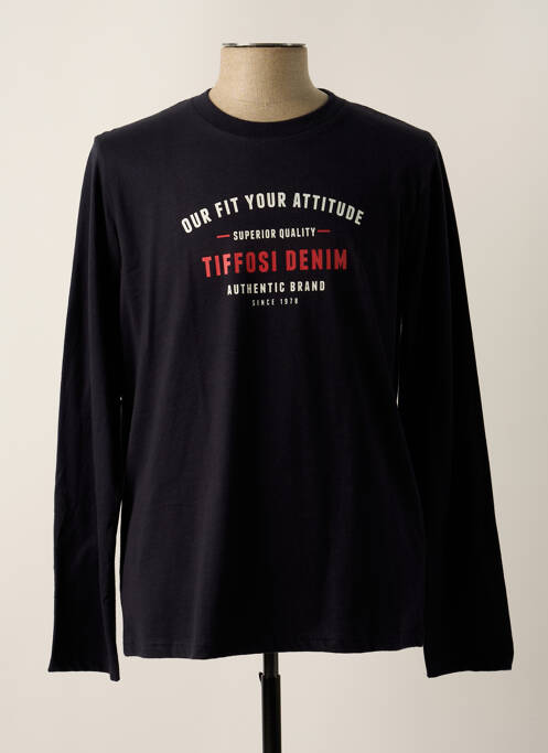 T-shirt coupe cintrée manches longues bleu TIFFOSI homme