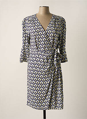 Robe mi-longue manches 3/4 manches 3/4 bleu JULIE GUERLANDE femme