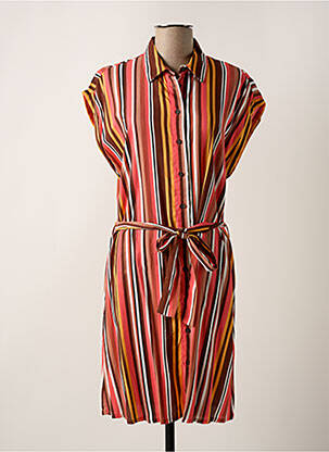 Robe mi-longue coupe fluide manches courtes marron TIFFOSI femme