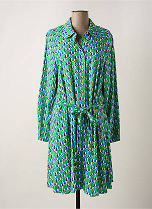 Robe mi-longue coupe fluide manches longues vert C'EST BEAU LA VIE femme