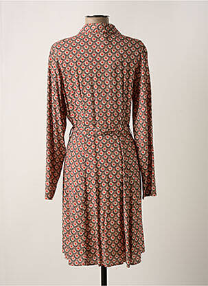 Robe mi-longue imprimé fleurs manches longues rouge C'EST BEAU LA VIE femme