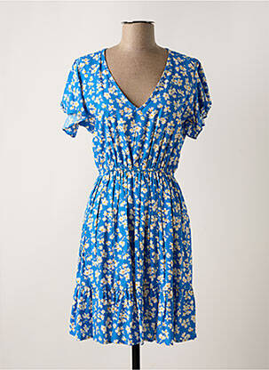 Robe mi-longue imprimé fleurs manches courtes bleu TIFFOSI femme