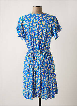 Robe mi-longue imprimé fleurs manches courtes bleu TIFFOSI femme