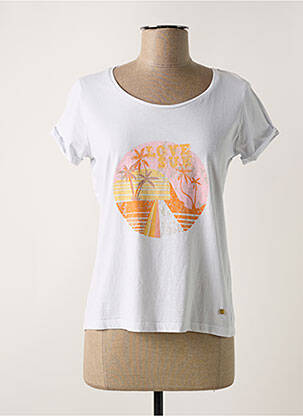T-shirt imprimé fantaisie manches courtes blanc C'EST BEAU LA VIE femme