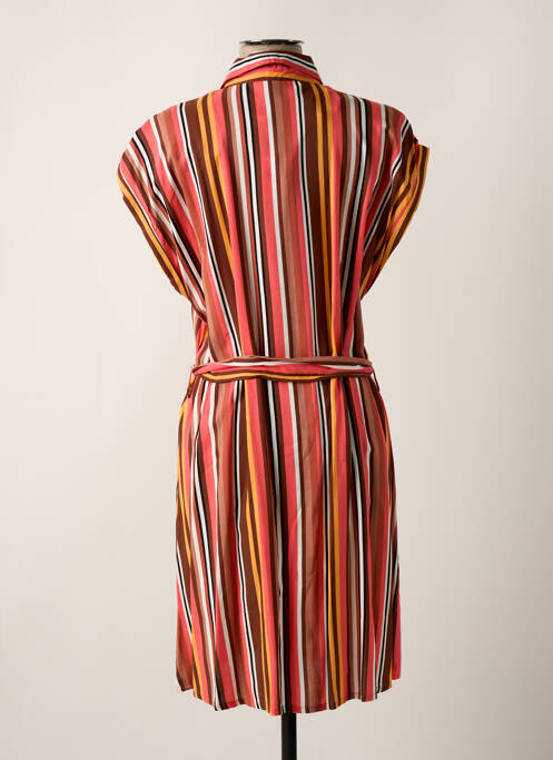 Robe mi-longue coupe fluide manches courtes marron TIFFOSI femme