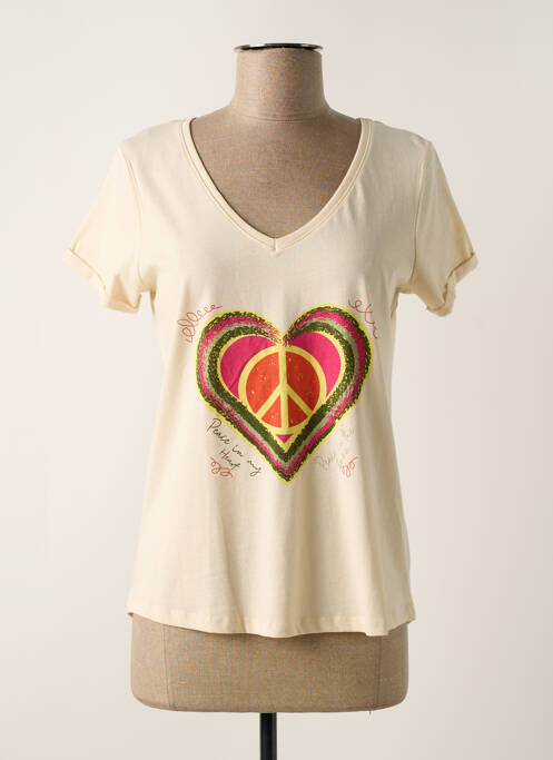 T-shirt beige C'EST BEAU LA VIE pour femme