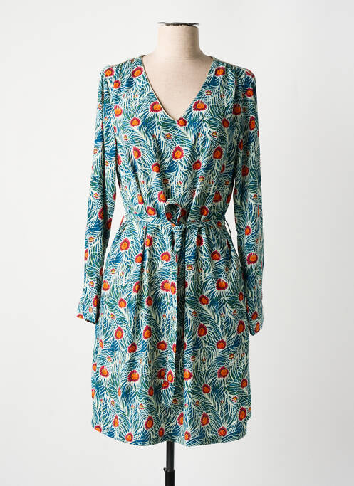 Robe courte manches longues manches longues bleu BY ONE femme