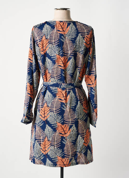 Robe courte manches longues manches longues bleu BY ONE femme