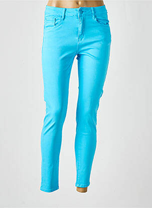 Pantalon 7/8 tissage popeline taille normale bleu ANA LUCY femme