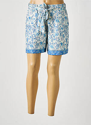Short fermeture zippée sous rabat avec crochet taille haute bleu ALLER SIMPLEMENT femme
