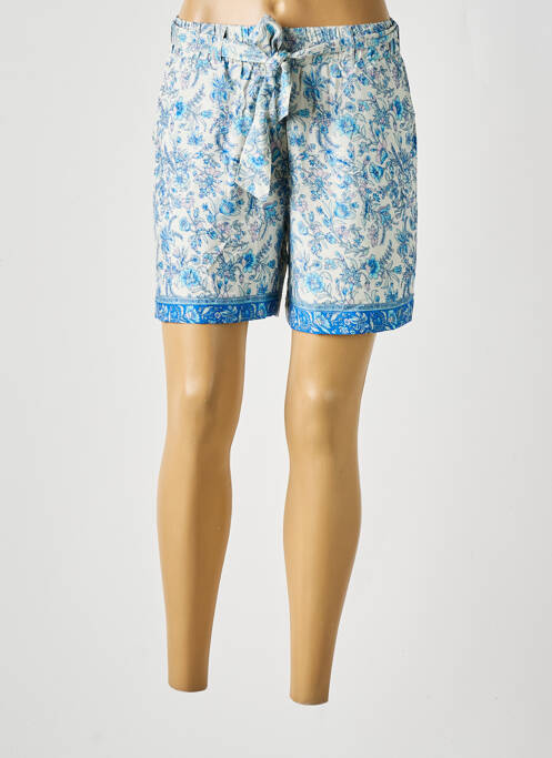 Short fermeture zippée sous rabat avec crochet taille haute bleu ALLER SIMPLEMENT femme