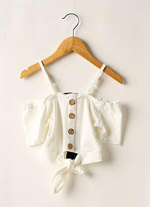 Top col carré manches courtes blanc FANNY LOOK fille
