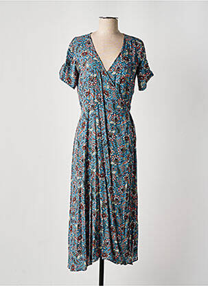 Robe longue manches courtes manches courtes bleu DIPAWALI femme