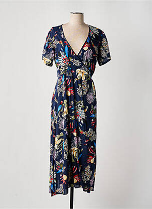 Robe longue manches courtes manches courtes bleu DIPAWALI femme