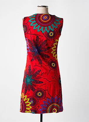 Robe mi-longue imprimé fleurs sans manche rouge DIPAWALI femme