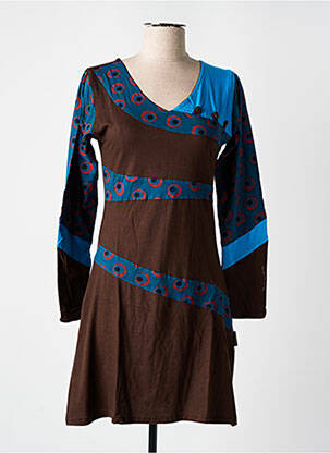 Robe courte manches longues manches longues marron DIPAWALI femme