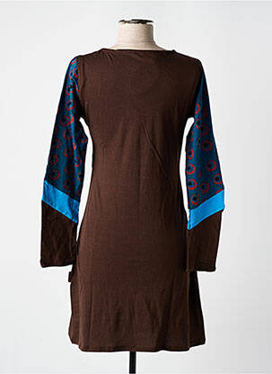 Robe courte manches longues manches longues marron DIPAWALI femme