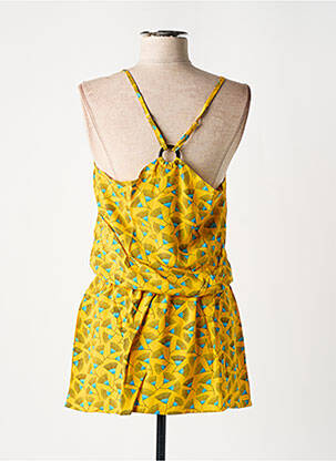 Robe mi-longue imprimé fantaisie fines bretelles jaune DIPAWALI femme