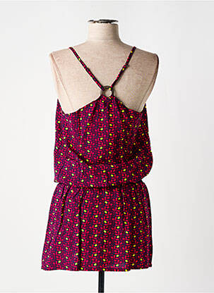 Robe mi-longue imprimé fantaisie fines bretelles rose DIPAWALI femme
