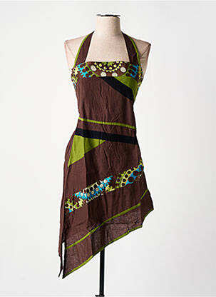 Tunique manches longues imprimé fantaisie marron DIPAWALI femme