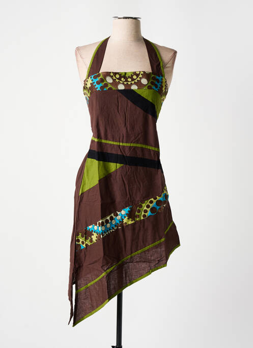 Tunique manches longues imprimé fantaisie marron DIPAWALI femme