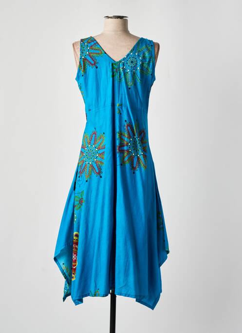 Robe mi-longue bleu DIPAWALI pour femme