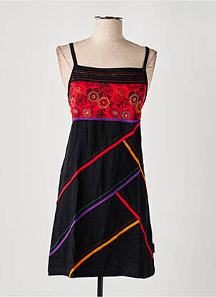 Robe courte coupe cintrée fines bretelles rouge DIPAWALI femme
