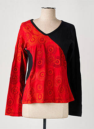 T-shirt manches longues manches longues rouge DIPAWALI femme