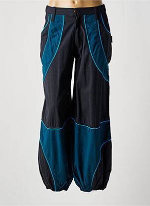 Pantalon droit tissage popeline taille haute bleu DIPAWALI femme
