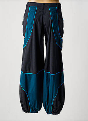 Pantalon droit tissage popeline taille haute bleu DIPAWALI femme