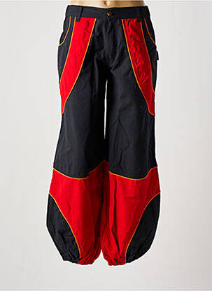 Pantalon droit tissage popeline taille haute rouge DIPAWALI femme