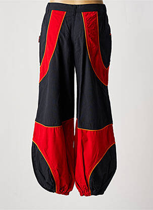 Pantalon droit tissage popeline taille haute rouge DIPAWALI femme
