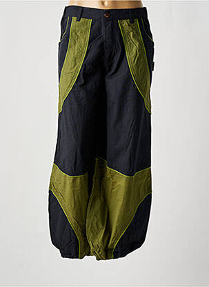 Pantalon droit tissage popeline taille haute vert DIPAWALI femme