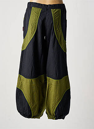 Pantalon droit tissage popeline taille haute vert DIPAWALI femme