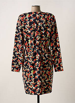 Robe mi-longue imprimé fantaisie manches longues bleu ICHI femme