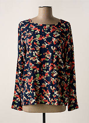 Blouse imprimé fantaisie manches longues bleu ICHI femme
