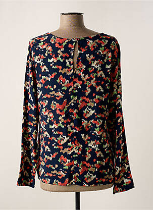 Blouse tissage popeline manches longues bleu ICHI femme