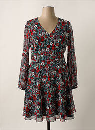 Robe mi-longue imprimé fleurs manches longues noir KOCCA femme
