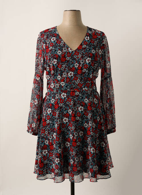 Robe mi-longue imprimé fleurs manches longues noir KOCCA femme