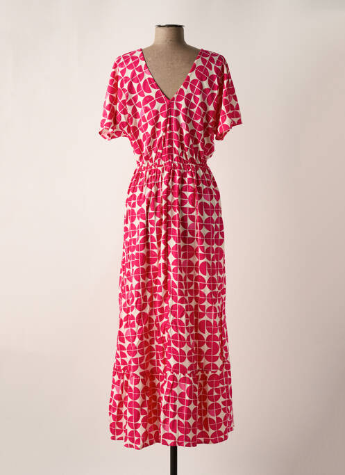 Robe longue rose ICHI pour femme