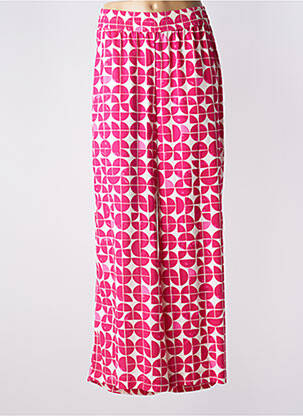 Pantalon droit taille élastique rose ICHI femme