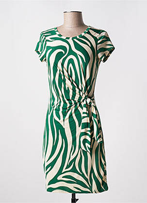 Robe mi-longue manches courtes manches courtes vert MORGAN femme