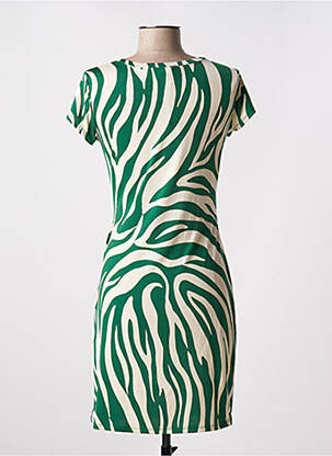 Robe mi-longue manches courtes manches courtes vert MORGAN femme