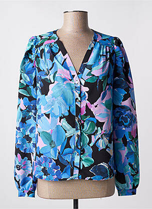 Chemisier imprimé fleurs manches longues bleu MORGAN femme