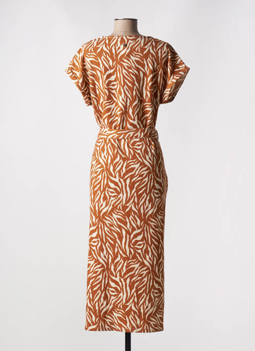 Robe longue manches courtes manches courtes marron GARCIA femme