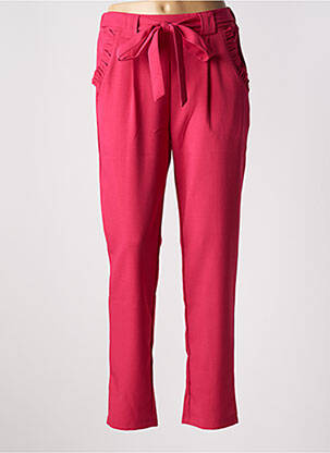 Pantalon droit stretch taille haute rose EMMA & ELLA femme