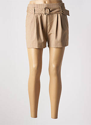 Short taille à pinces taille haute beige MORGAN femme
