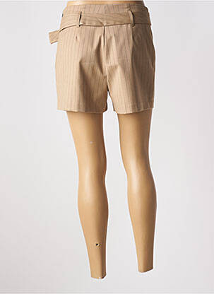 Short taille à pinces taille haute beige MORGAN femme
