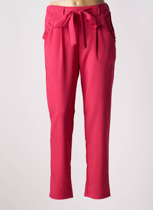 Pantalon droit stretch taille haute rose EMMA & ELLA femme